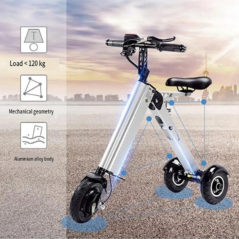 Electric Bicycle Simple Shape Mini E-Bike Three-Wheel Folding For Adult SINGLE Intelligent Bike 24V 300w Aluminum Alloy - VirtuousWares:Global