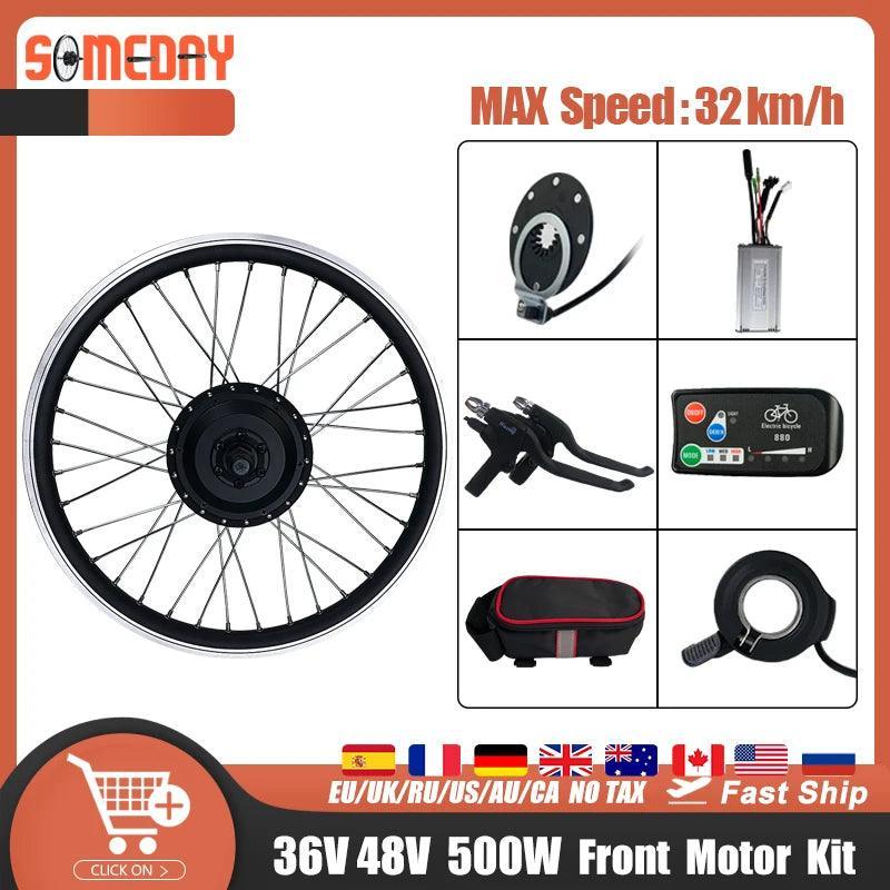 Electric Bike Conversion Kit 36V48V 500W Front Hub motor Wheel with KT LCD LED display For Ebike Conversion Kit Bicycle 16-29in - VirtuousWares:Global