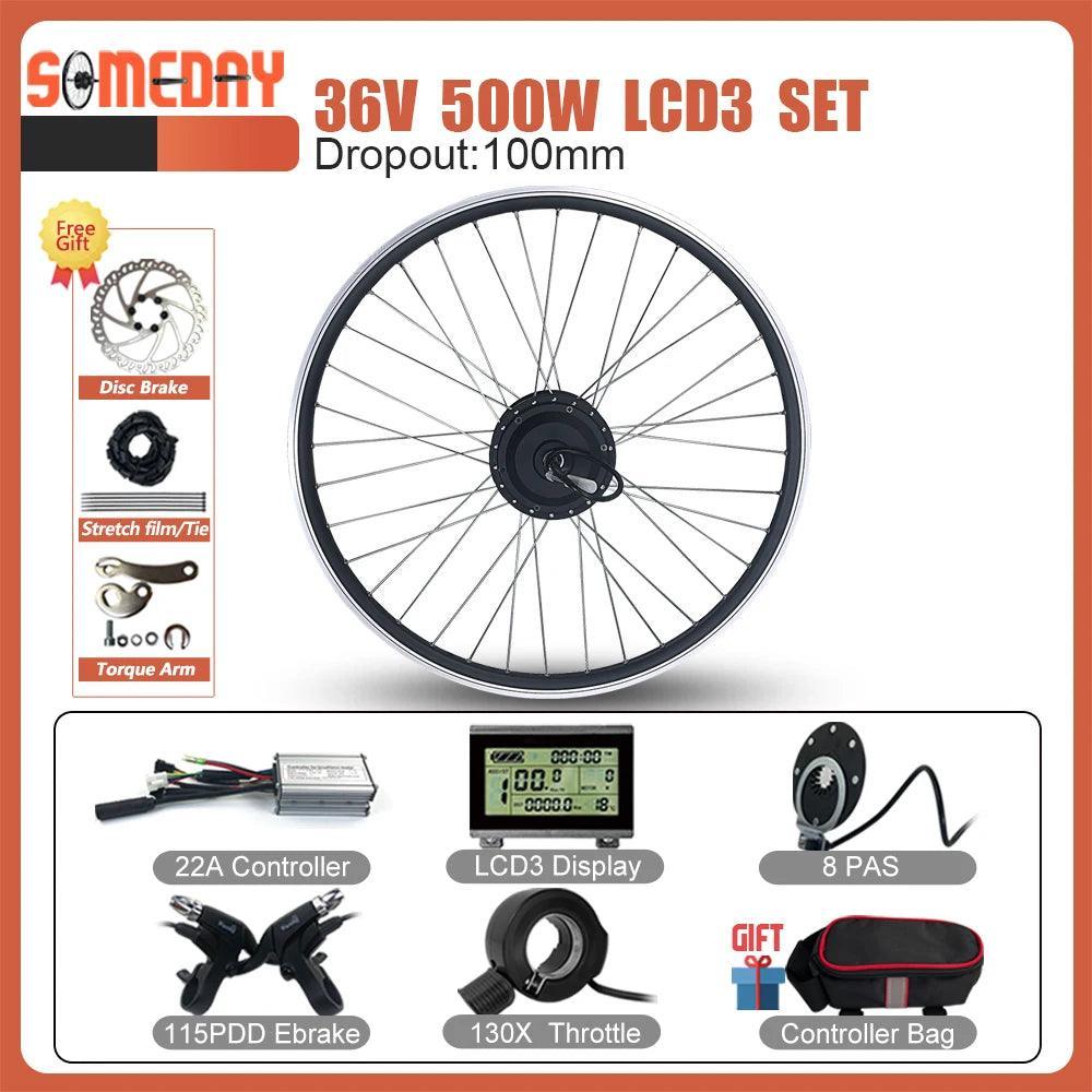 Electric Bike Conversion Kit 36V48V 500W Front Hub motor Wheel with KT LCD LED display For Ebike Conversion Kit Bicycle 16-29in - VirtuousWares:Global