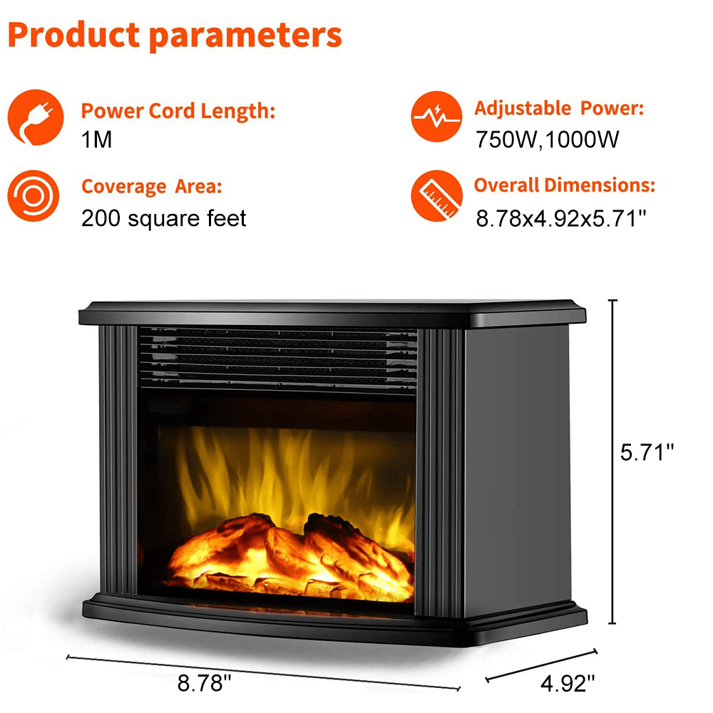 Electric Fireplace Heater LED Flame Effect Stove - VirtuousWares:Global