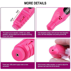 Electric Nail Drill Machine 20000RPM Professional Nail File Kit - VirtuousWares:Global