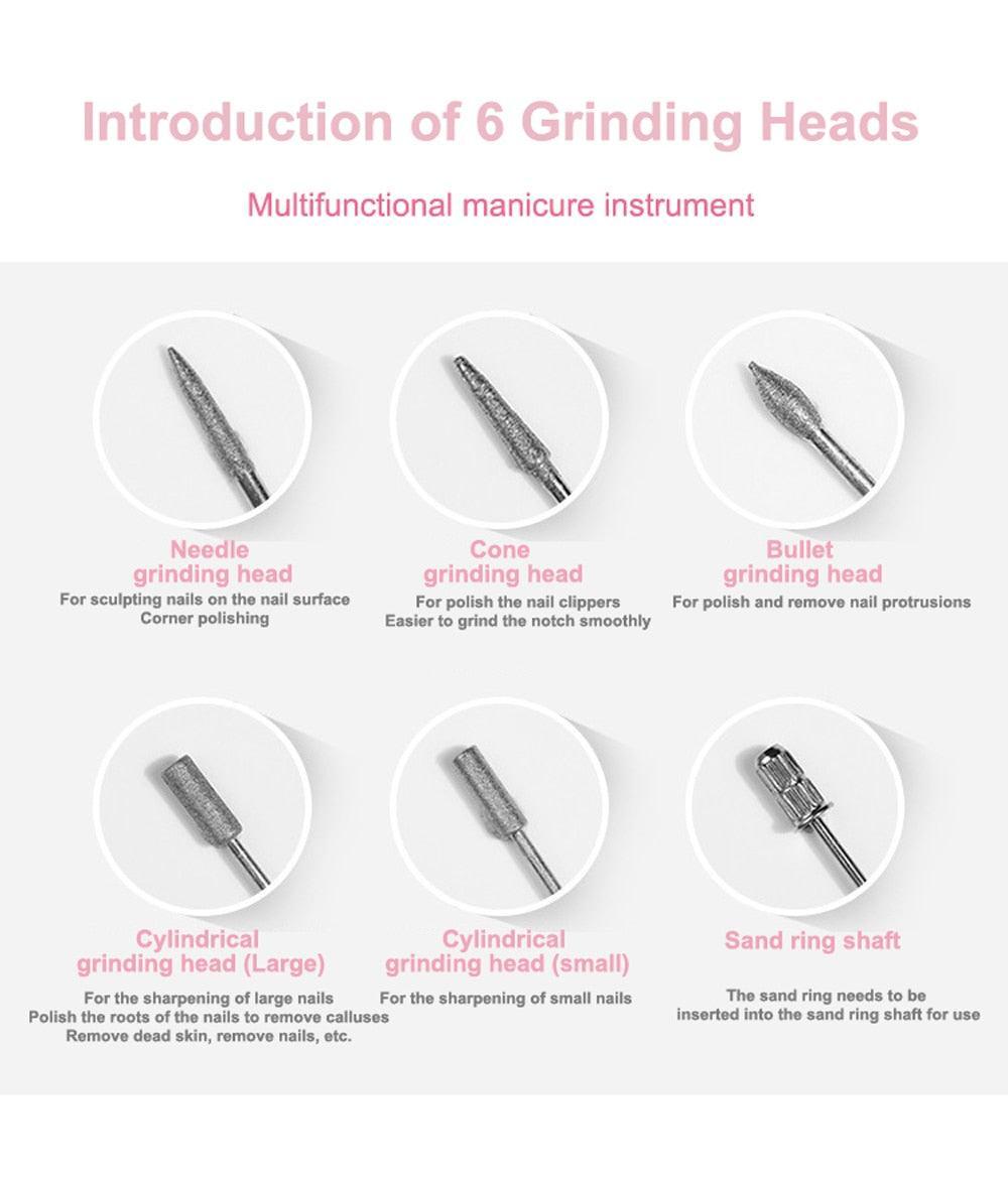 Electric Nail Drill Machine 20000RPM Professional Nail File Kit - VirtuousWares:Global