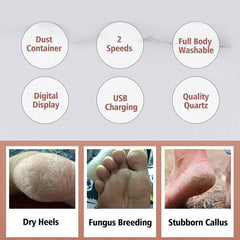 Electric Pedicure Tools Foot Care 3 Grinding Heads Waterproof Remove - VirtuousWares:Global