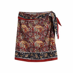 Elegant Printed Mini Wrap Skirt Women High Waist Summer Casual Skirts - VirtuousWares:Global