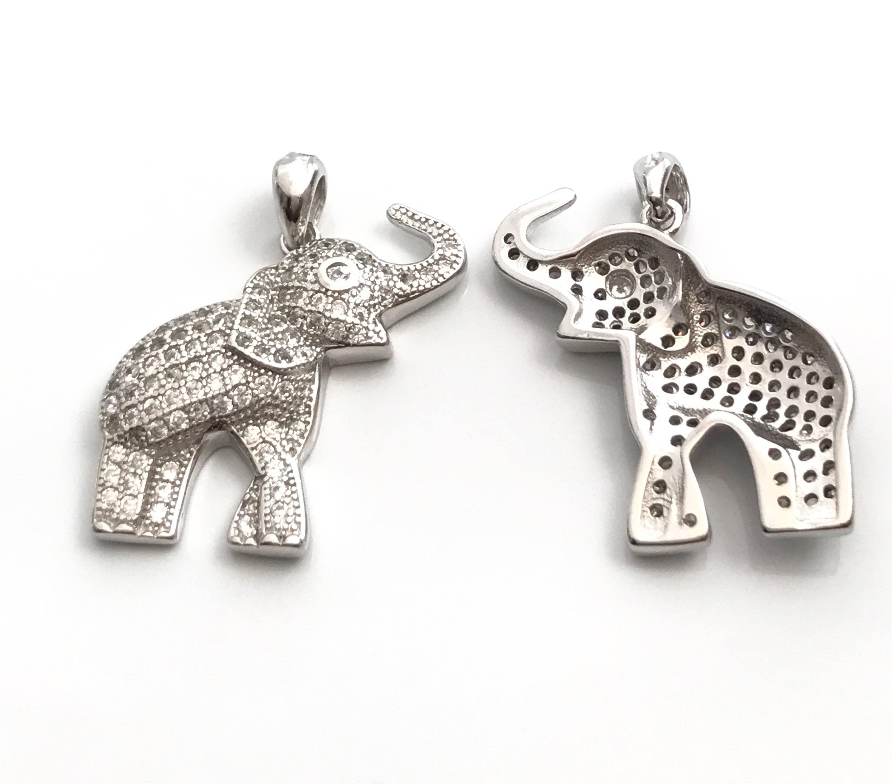 Elephant Pendant, Sterling Silver Pendant, Elephant Charm, Animal - VirtuousWares:Global