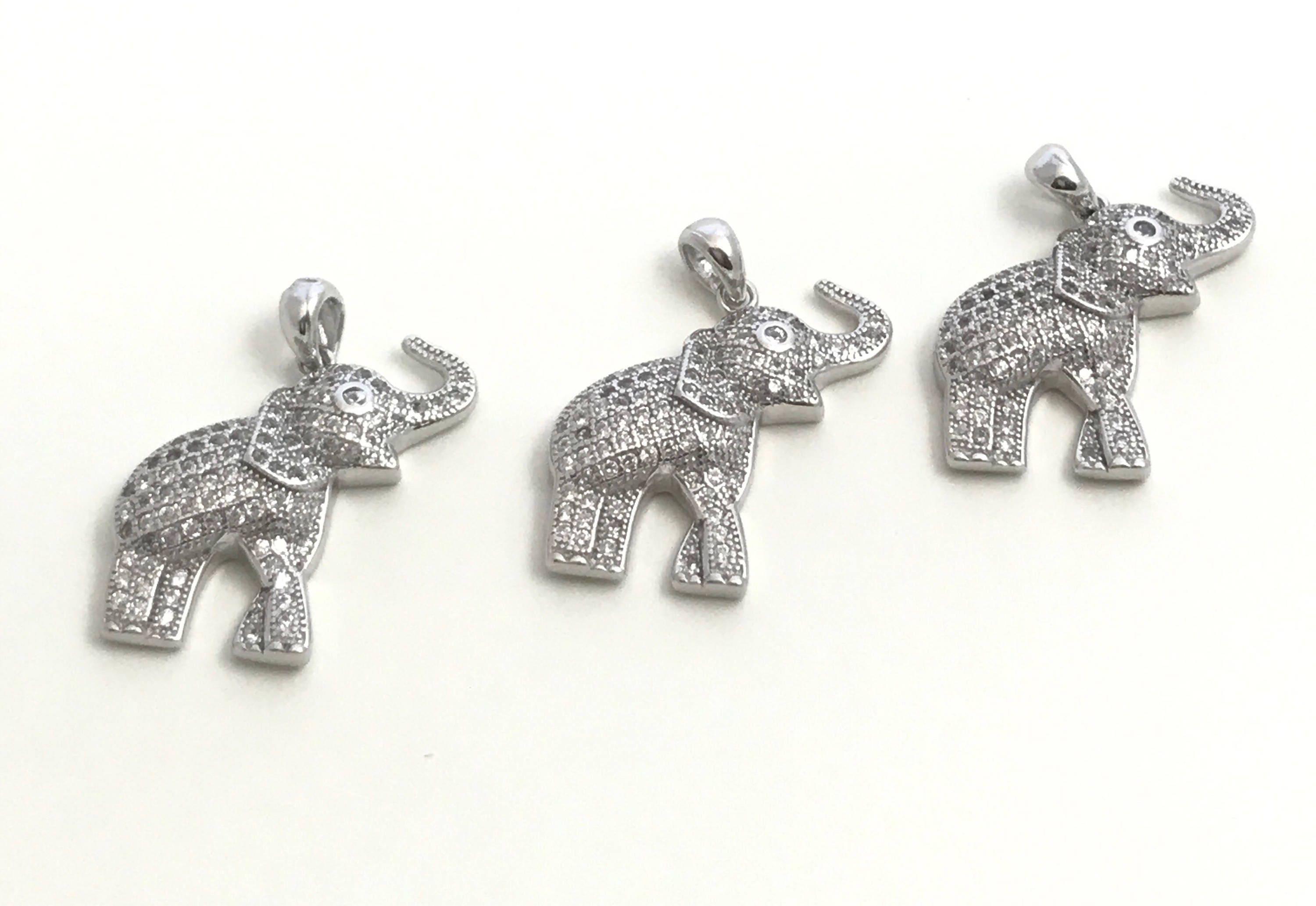 Elephant Pendant, Sterling Silver Pendant, Elephant Charm, Animal - VirtuousWares:Global