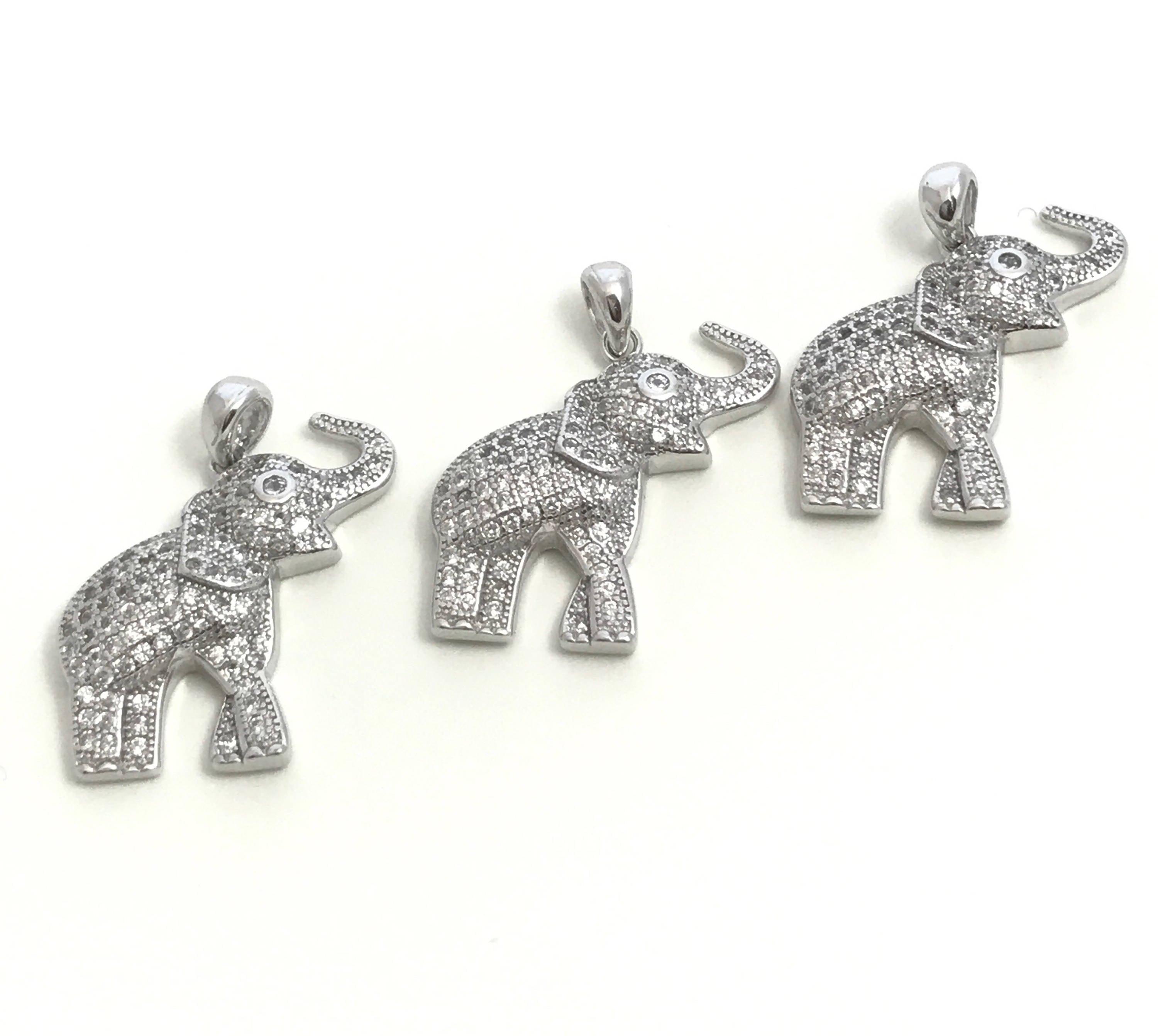 Elephant Pendant, Sterling Silver Pendant, Elephant Charm, Animal - VirtuousWares:Global