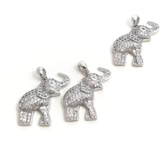 Elephant Pendant, Sterling Silver Pendant, Elephant Charm, Animal - VirtuousWares:Global