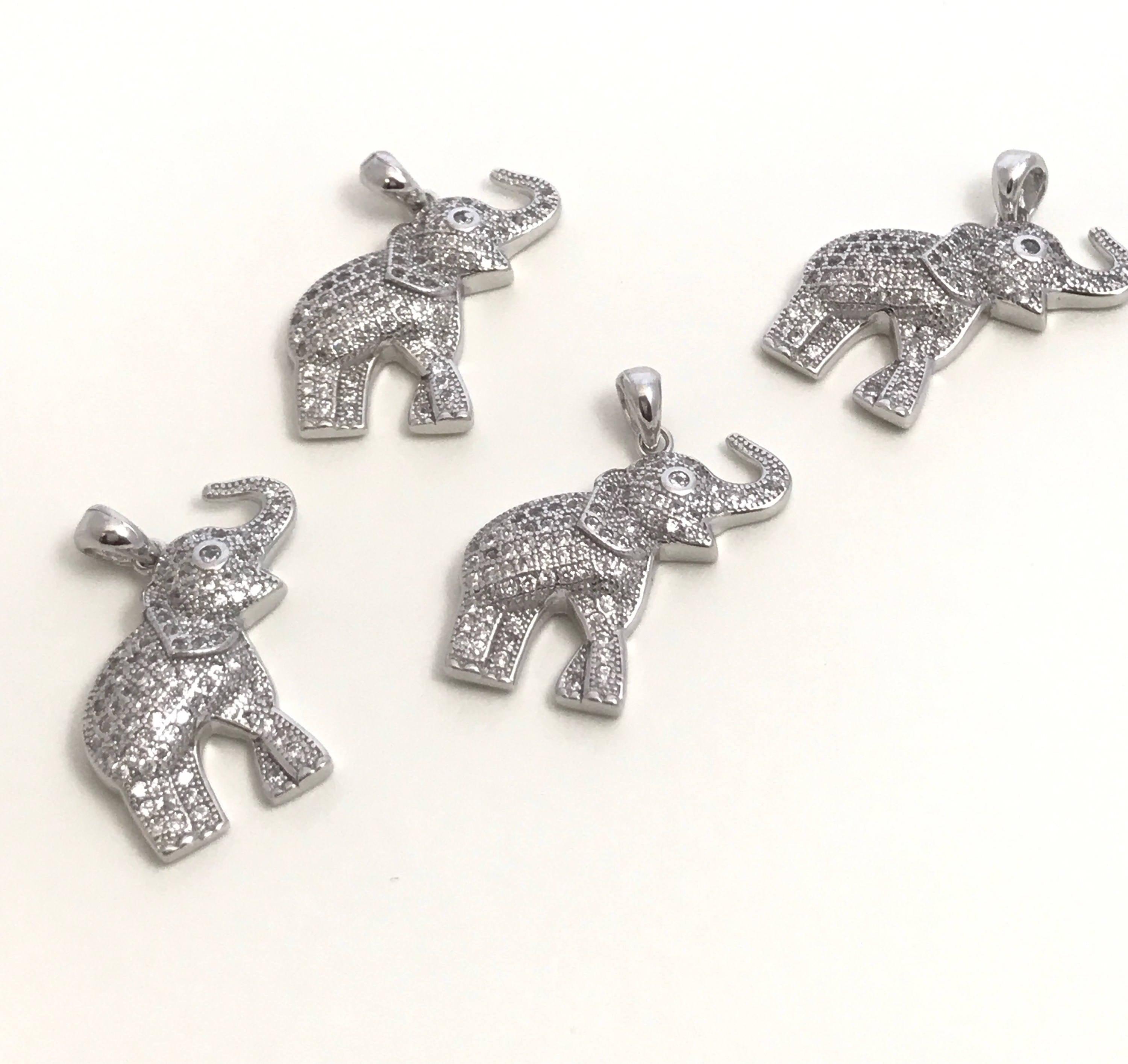Elephant Pendant, Sterling Silver Pendant, Elephant Charm, Animal - VirtuousWares:Global