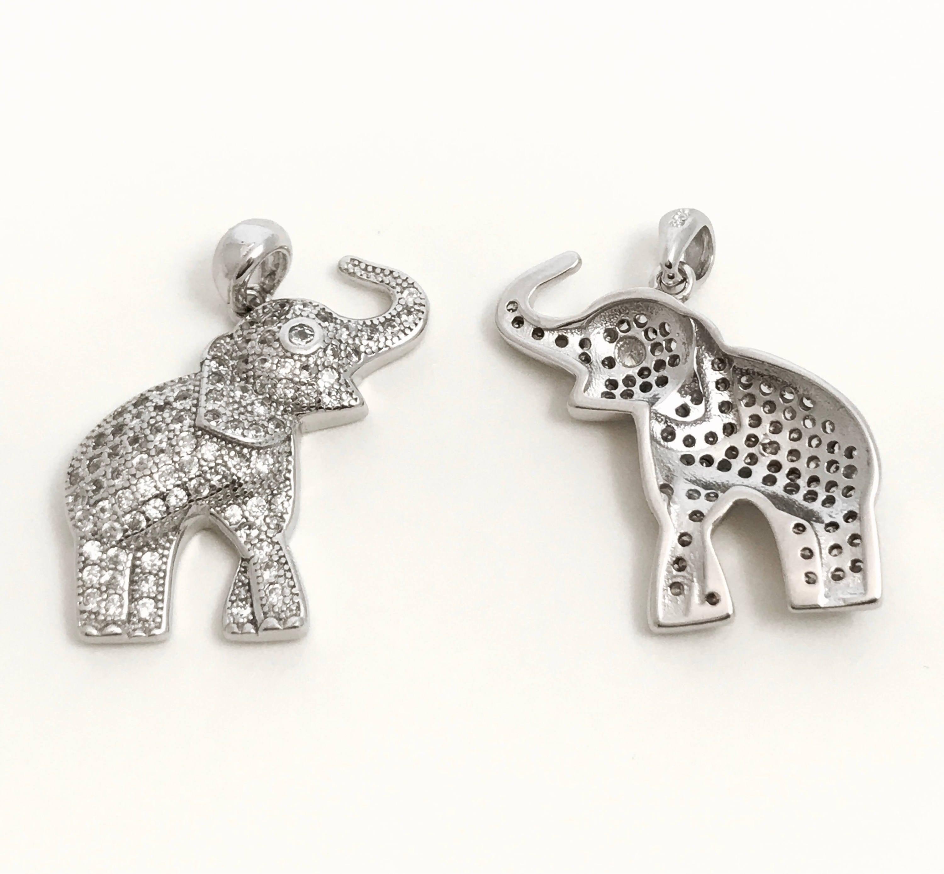 Elephant Pendant, Sterling Silver Pendant, Elephant Charm, Animal - VirtuousWares:Global