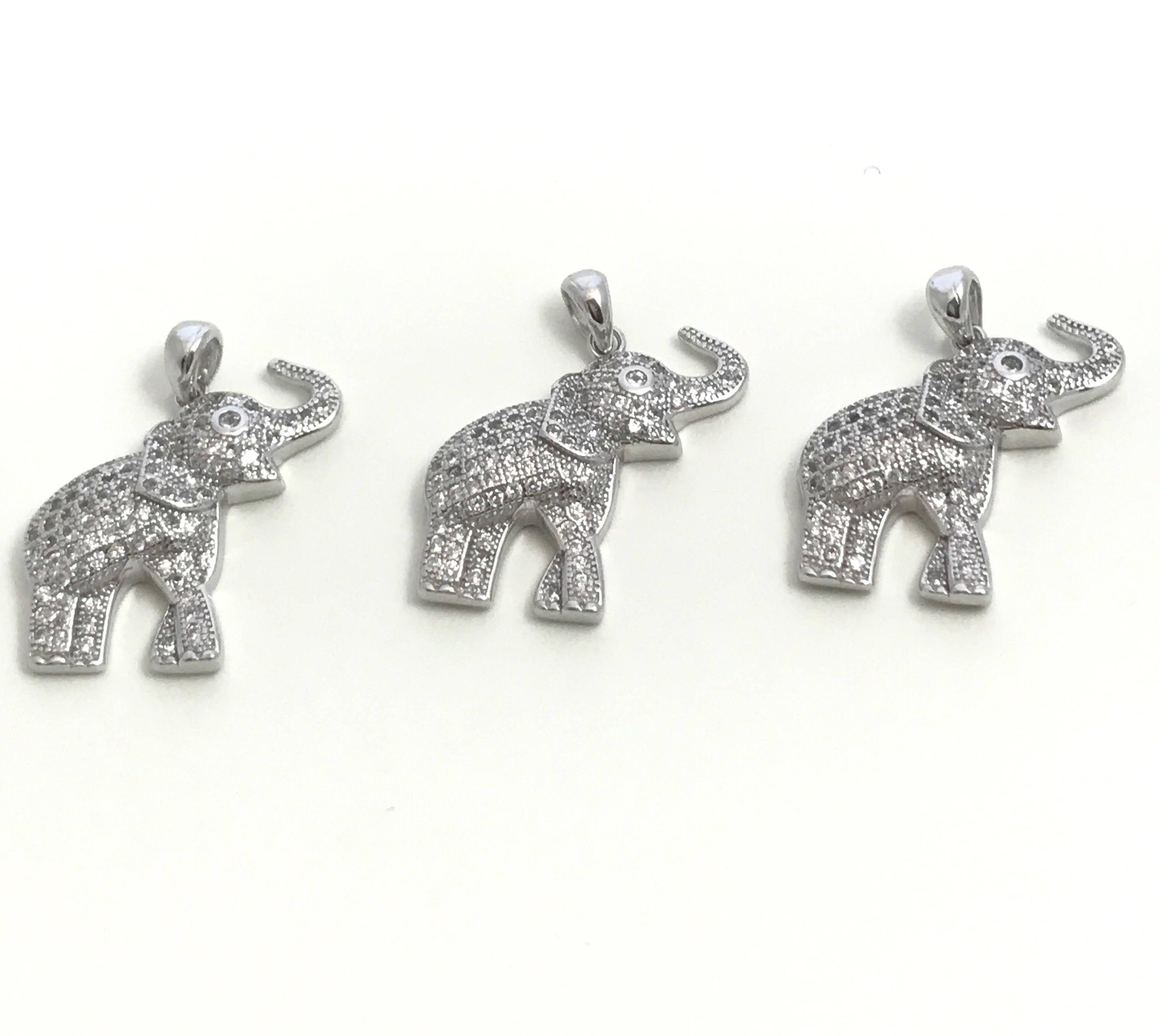 Elephant Pendant, Sterling Silver Pendant, Elephant Charm, Animal - VirtuousWares:Global