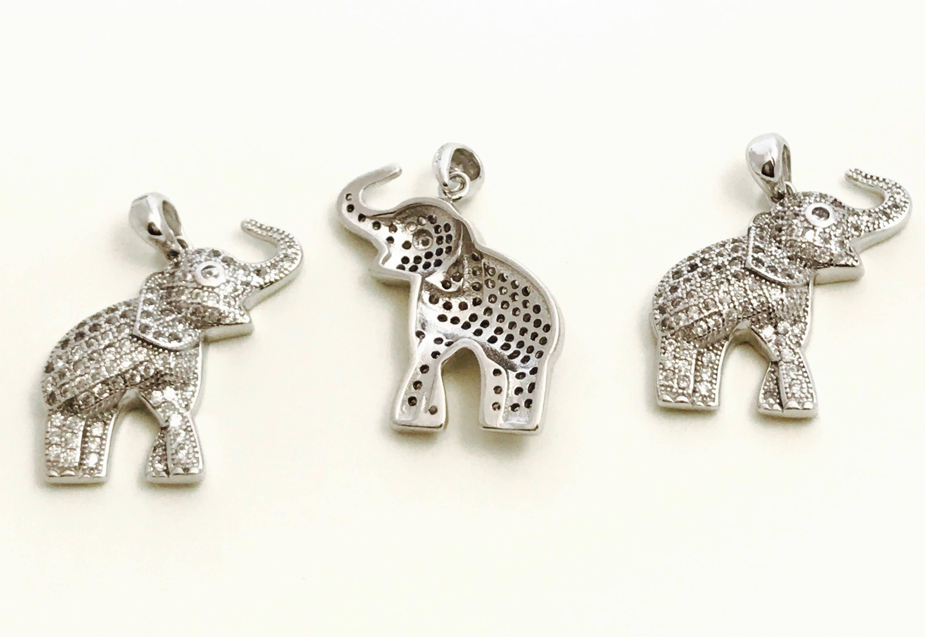 Elephant Pendant, Sterling Silver Pendant, Elephant Charm, Animal - VirtuousWares:Global