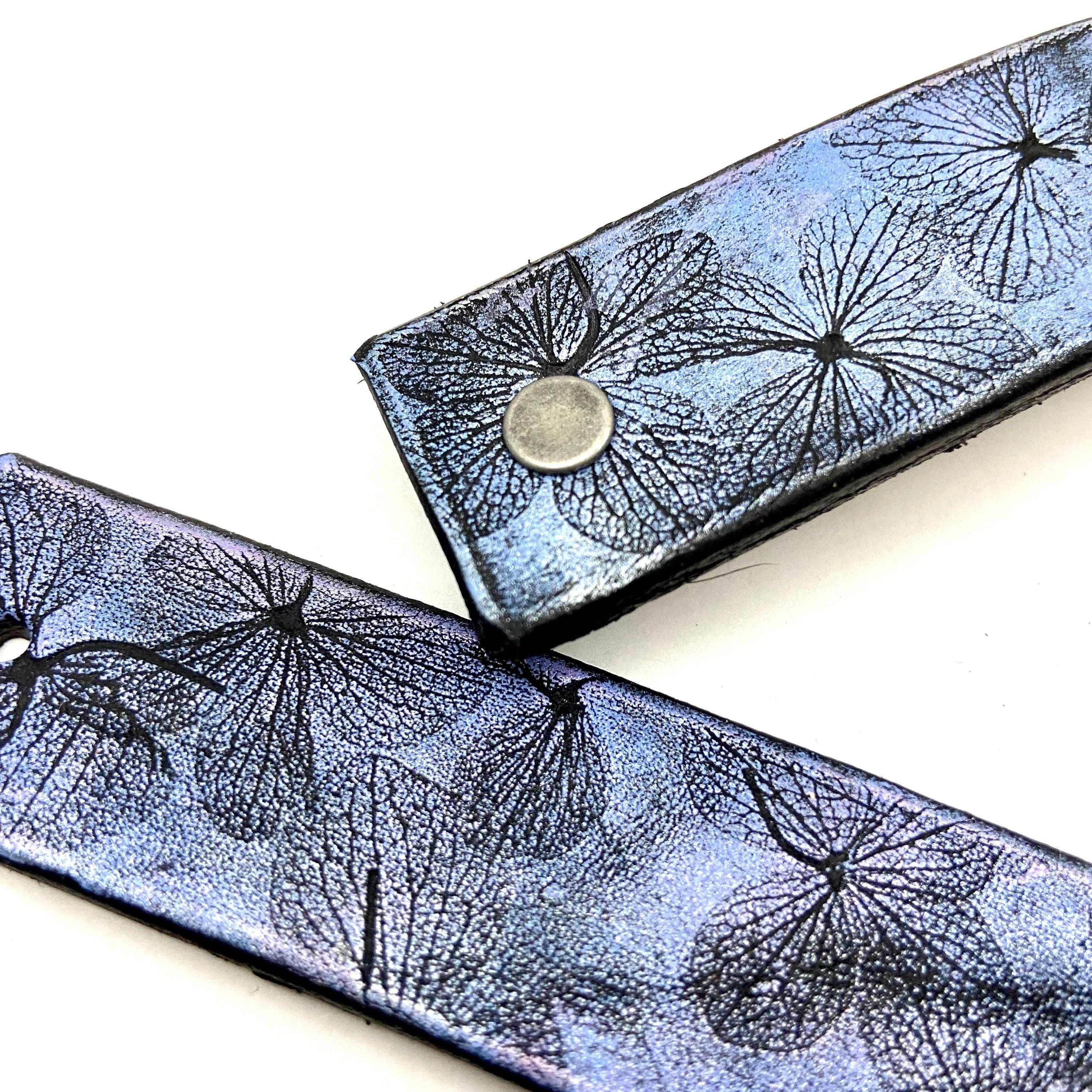 Embossed Purple Hydrangea Flowers Embossed Leather Hair Clip - VirtuousWares:Global