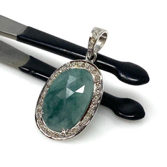 Emerald Diamond Pendant, Natural Emerald Sterling Silver Pendant, May - VirtuousWares:Global