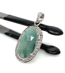 Emerald Diamond Pendant, Natural Emerald Sterling Silver Pendant, May - VirtuousWares:Global