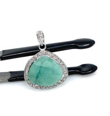 Emerald Diamond Pendant, Natural Emerald Sterling Silver Pendant, May - VirtuousWares:Global