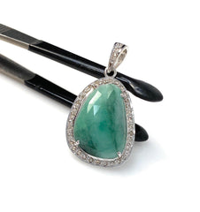 Emerald Diamond Pendant, Natural Emerald Sterling Silver Pendant, May - VirtuousWares:Global