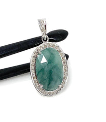 Emerald Diamond Pendant, Natural Emerald Sterling Silver Pendant, May - VirtuousWares:Global