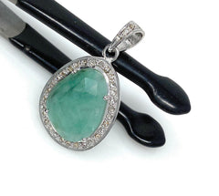 Emerald Diamond Pendant, Natural Emerald Sterling Silver Pendant, May - VirtuousWares:Global