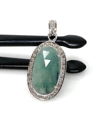Emerald Diamond Pendant, Natural Emerald Sterling Silver Pendant, May - VirtuousWares:Global