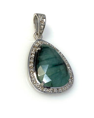 Emerald Diamond Pendant, Natural Emerald Sterling Silver Pendant, May - VirtuousWares:Global