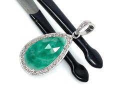 Emerald Diamond Pendant, Natural Emerald Sterling Silver Pendant, May - VirtuousWares:Global