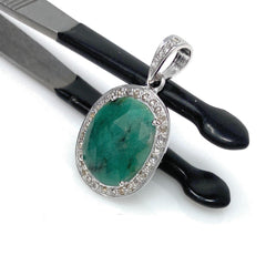 Emerald Diamond Pendant, Natural Emerald Sterling Silver Pendant, May - VirtuousWares:Global