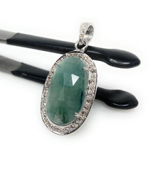 Emerald Diamond Pendant, Natural Emerald Sterling Silver Pendant, May - VirtuousWares:Global