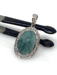 Emerald Diamond Pendant, Natural Emerald Sterling Silver Pendant, May - VirtuousWares:Global