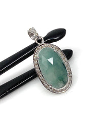 Emerald Diamond Pendant, Natural Emerald Sterling Silver Pendant, May - VirtuousWares:Global