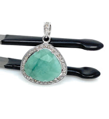Emerald Diamond Pendant, Natural Emerald Sterling Silver Pendant, May - VirtuousWares:Global
