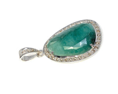 Emerald Diamond Pendant, Natural Emerald Sterling Silver Pendant, May - VirtuousWares:Global