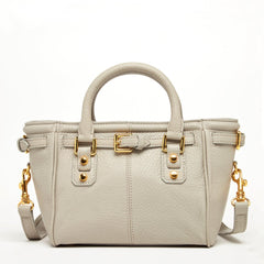 Emma Leather Satchel Bag Grayish Beige - VirtuousWares:Global