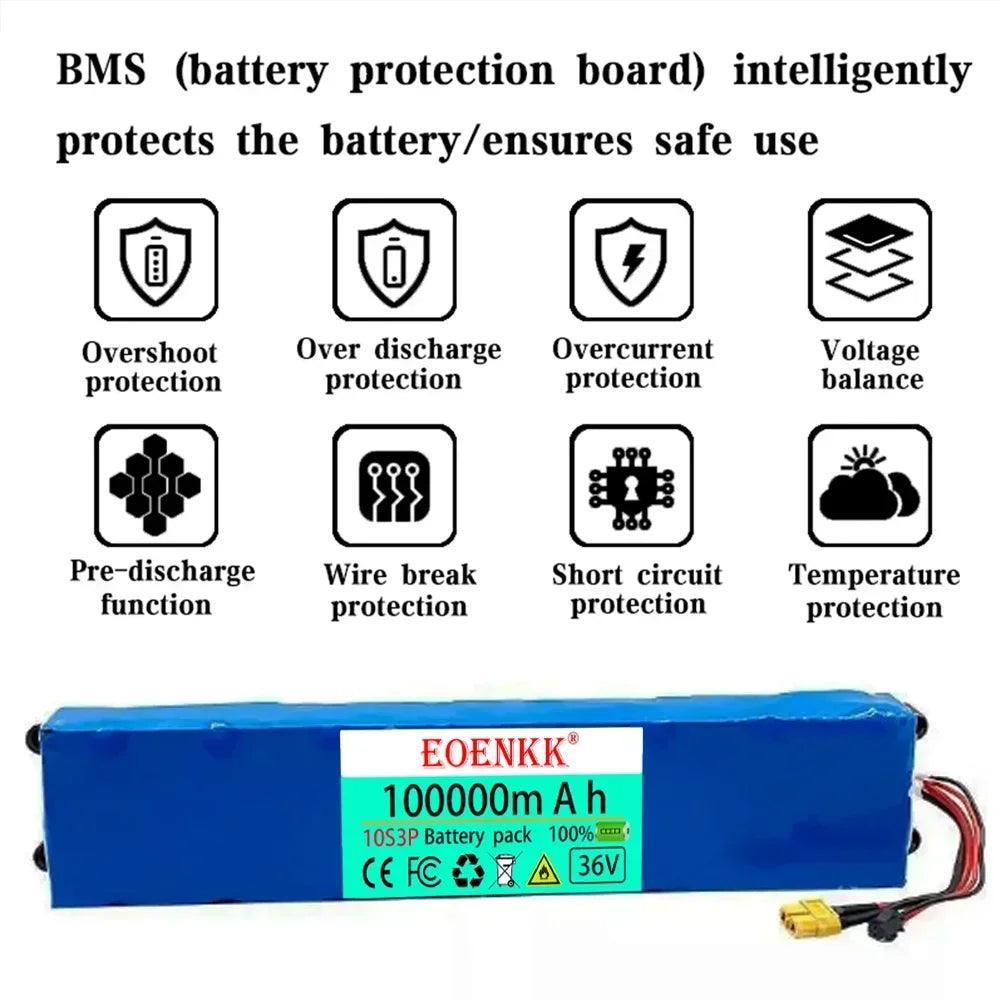 EOENKK 10S3P 36V 100000mAh 36v Electric Scooter Battery Pack 18650 - VirtuousWares:Global