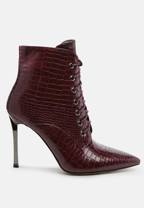 Escala Croc Stiletto Ankle Boots - VirtuousWares:Global