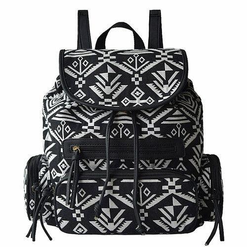 Ethnic Style Flower Pattern Women's Canvas Backpack - VirtuousWares:Global