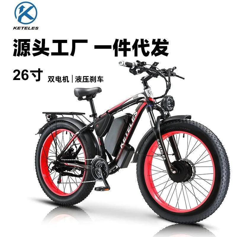 EU Warehouse 26 Inches Dual Motor 23AH Moped Aluminum Alloy Oil Brake Fat Tire Snowmobiles E Bike - VirtuousWares:Global