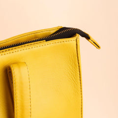 Everyday Women's Leather Zipper Tote Bag-Mustard Yellow - VirtuousWares:Global