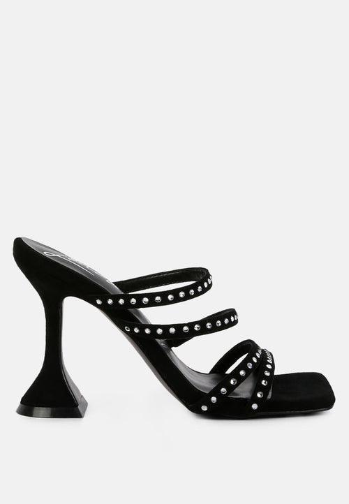 face me studded spool heel multi strap sandals - VirtuousWares:Global