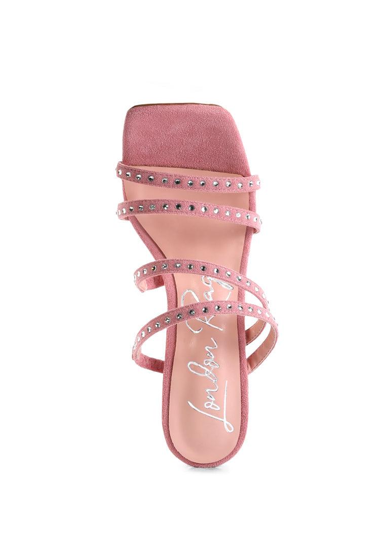 face me studded spool heel multi strap sandals - VirtuousWares:Global