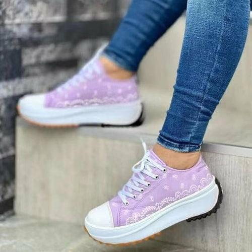 Fashion Casual Sport Shoes Pattern Canvas Women Sneakers - VirtuousWares:Global