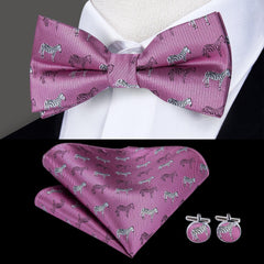 Fast Shipping Bow Tie Set High Quality Silk Pink Zebra Bow Tie Set for - VirtuousWares:Global