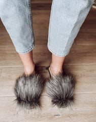 Faux Fur Grey Slippers - VirtuousWares:Global