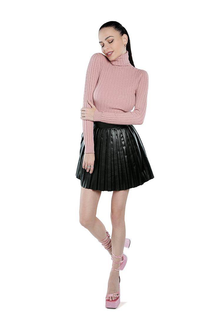 faux leather pleated mini skirt - VirtuousWares:Global