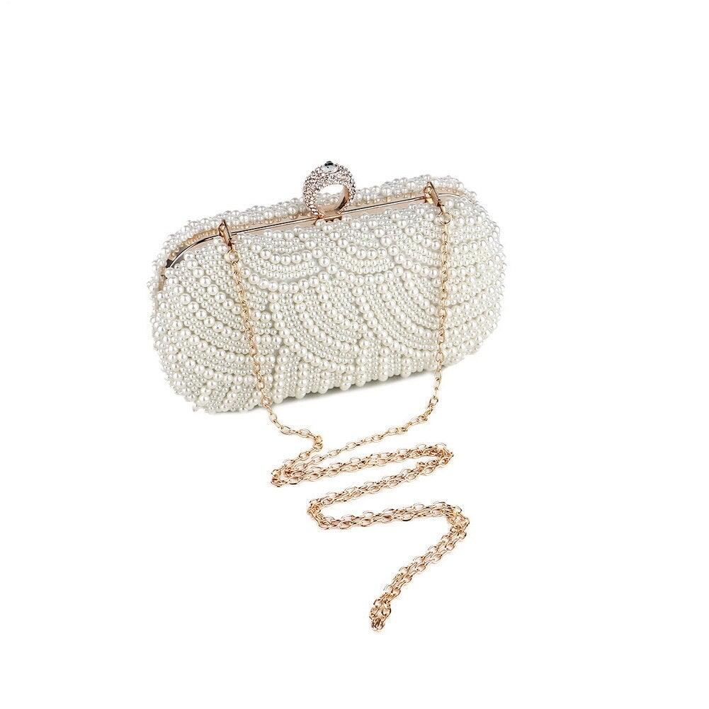 Finger Ring Diamonds Women Evening Bags Beaded Embroidery Clutch Chain - VirtuousWares:Global