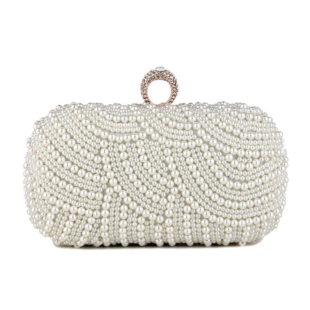 Finger Ring Diamonds Women Evening Bags Beaded Embroidery Clutch Chain - VirtuousWares:Global