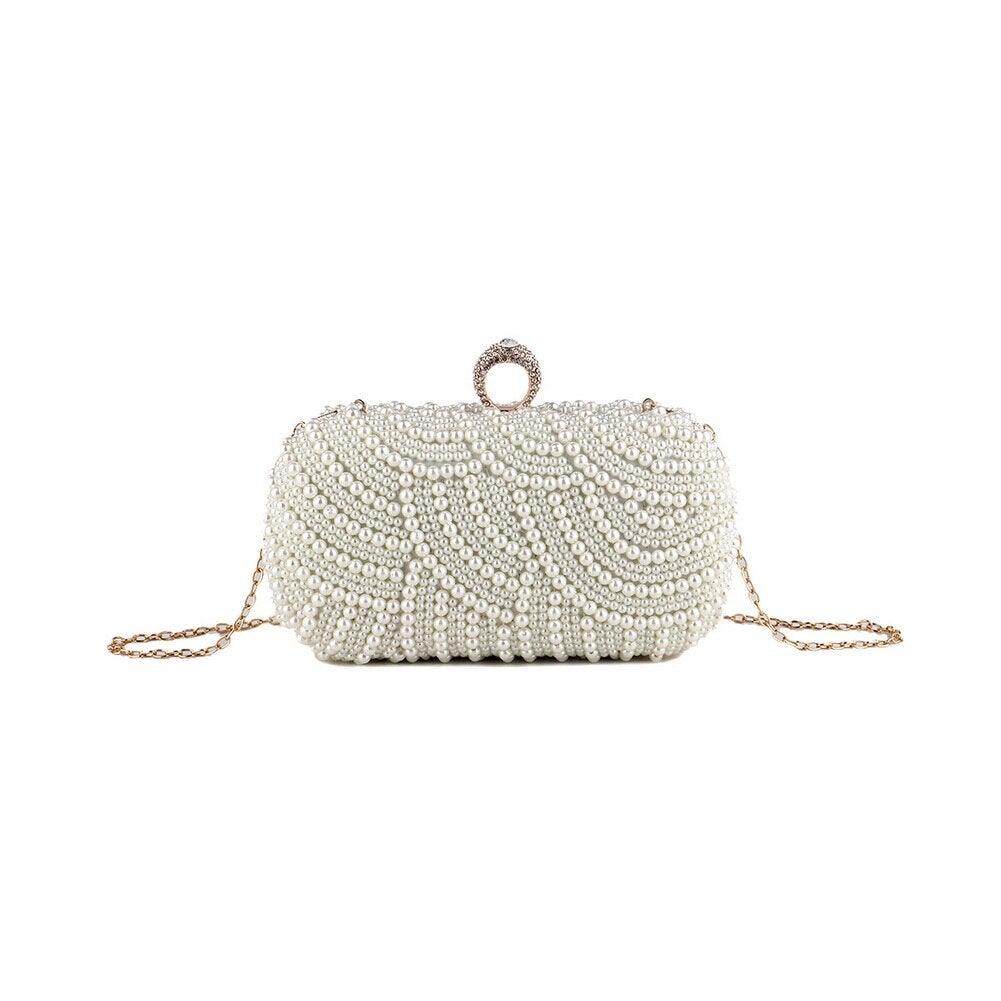 Finger Ring Diamonds Women Evening Bags Beaded Embroidery Clutch Chain - VirtuousWares:Global