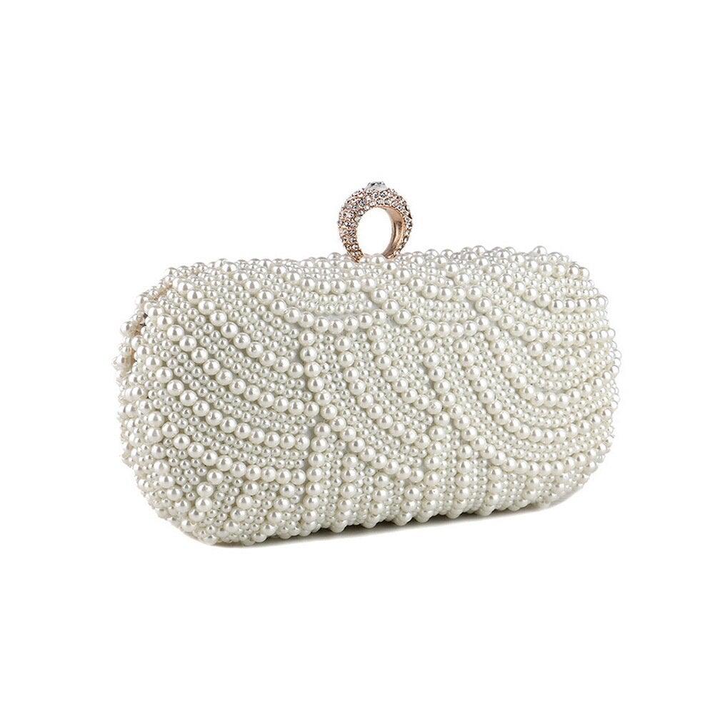 Finger Ring Diamonds Women Evening Bags Beaded Embroidery Clutch Chain - VirtuousWares:Global