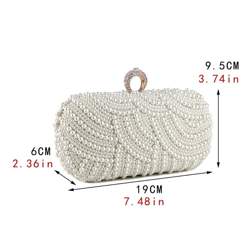 Finger Ring Diamonds Women Evening Bags Beaded Embroidery Clutch Chain - VirtuousWares:Global