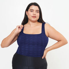 Fitted Tank w/ Built-In Bra - Navy Links Pattern - VirtuousWares:Global